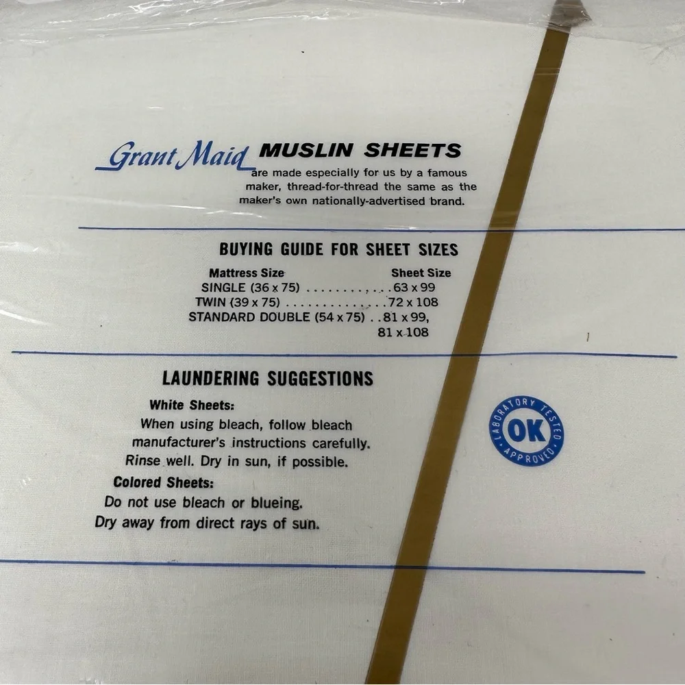 Grant Maid Vintage NWT Muslin Flat Sheet White Full Double Size